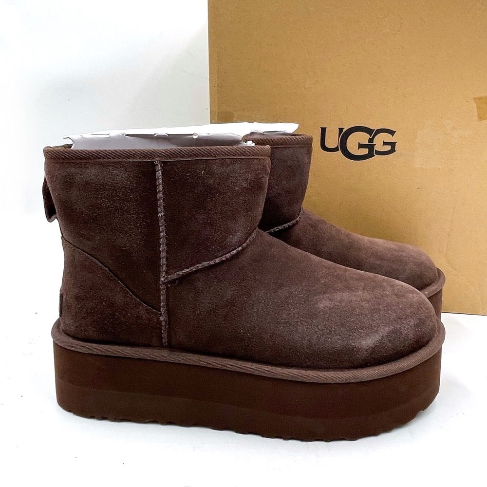 UGG Classic Mini Platform Boots‎ Cocoa Brown Suede Ankle Women's Size 11